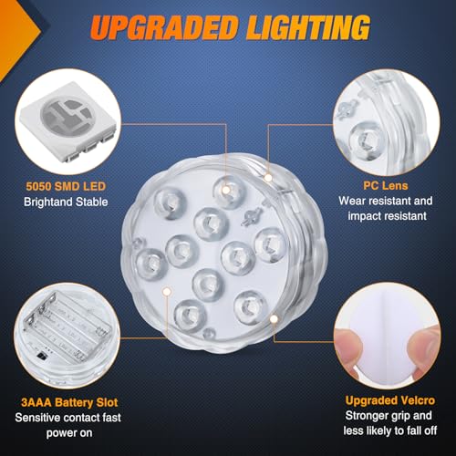 Image of Nilight Marine Boat Light 4 PCS 10LED RGB Wireless Cabin Ambiance Multi Color Exterior Deck Lights Remote Control Submersible for Pontoon Sailboat Yacht Skeeter Fishing Bass Boats