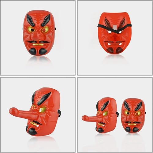 Miniatura 2 de VILLCASE Máscara japonesa Tengu Samurai Oni, máscara de fantasma, máscara de ninja, máscara de guerrero japonés, máscara punk, accesorio de cosplay