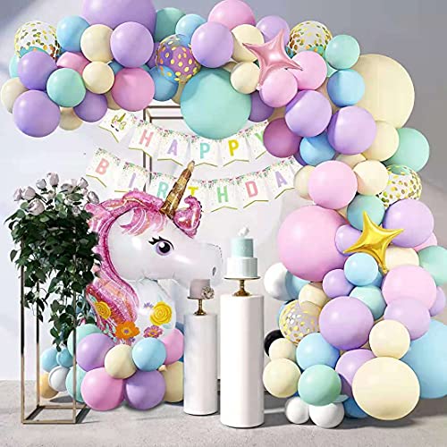 Kit de arco de guirnalda de globos, kit de arco de guirnalda de globos de unicornio, globos de fiesta temáticos de cuento de hadas de unicornio para fiesta de cumpleaños, 218 piezas Cover