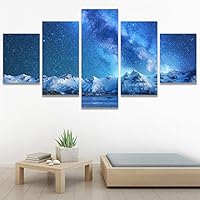 SIGNWIN 5 Panel Canvas Wall Art Modern Art Astronomy & Space Cosmic Decorative Elements Dramatic Multicolor Photography for Home Decorations Ready to Hang - 60