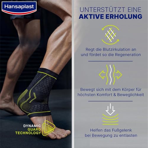 Hansaplast Performance Fußgelenk-Bandage, Sprunggelenkbandage stabilisiert & entlastet das Gelenk, Knöchelbandage für rechtes & linkes Fußgelenk unterstützt die aktive Erholung, Größe L/XL
