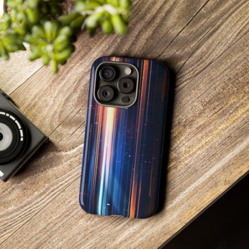 Coque rigide brillante iPhone 15 Pro design abstrait bleu chic - 3