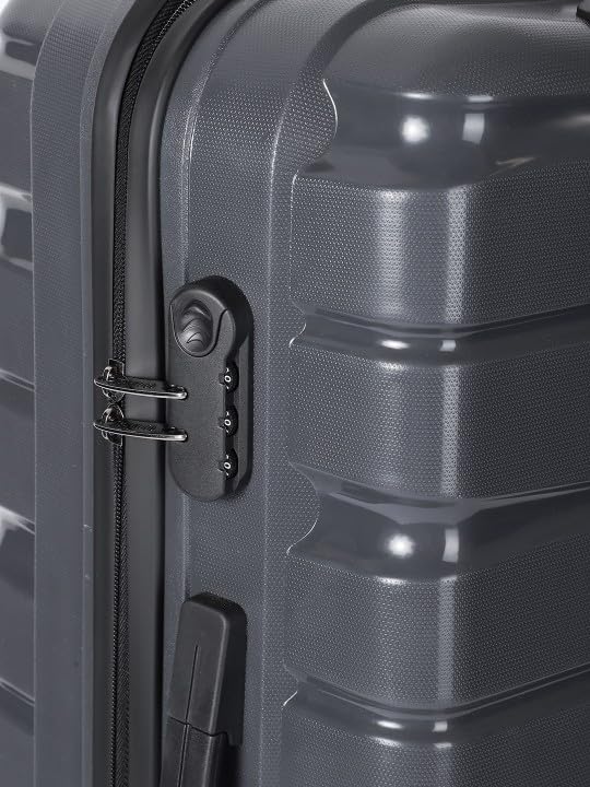 Image of Teakwood Medium Cabin Size 8 Wheels Trolley Bag, Hard Cabin with Zipper Closure, Adjustable Push Button & Cross Side Strap, TSA Lock System 360 Degree (Medium, Grey)