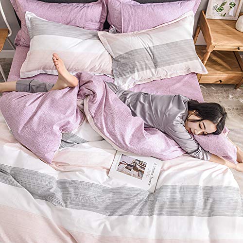 Chickwin Juego de Ropa de Cama 4 Piezas 100% Algodón, Hipoalergénico Cama Matrimonial Dormitorio Inicio, Funda de edredón Funda de Almohada Sábana (200 * 230cm,Tricolor)