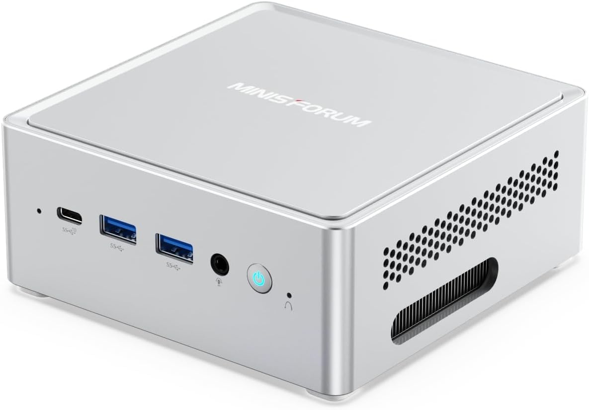 MINISFORUM Mini PC NAB9S, procesador Intel Core i9-13900HK de 14C/20T de hasta 5,4GHz y gráficos Intel Iris Xe, Barebone Sin DDR4/SSD/HDD Slot, 2X HDMI / 2X USB-C, 2,5G RJ45 LAN x 2, Wifi6E + BT5.2