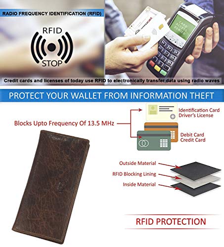 Image of RFID Blocking Mens Genuine leather Bifold Long Wallet