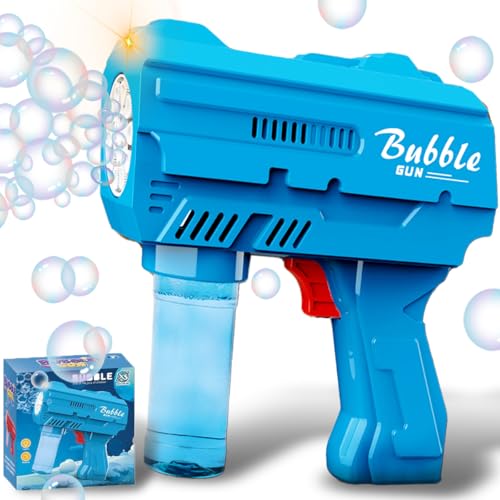 Kids Bubble Gun, Bubble Blaster with Refill Solution, Automatic Bubble Maker Blower & LED Light, Bubble Machine Guns for Toddlers Age 3-8, Outdoor...