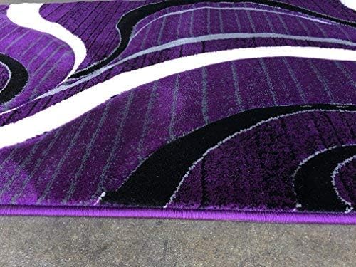 Miniatura 8 de Tapete moderno para puerta, color morado, negro y gris, alfombra de área contemporánea Swirl Contempo 344 (2 pies x 3 pies 4 pulgadas)