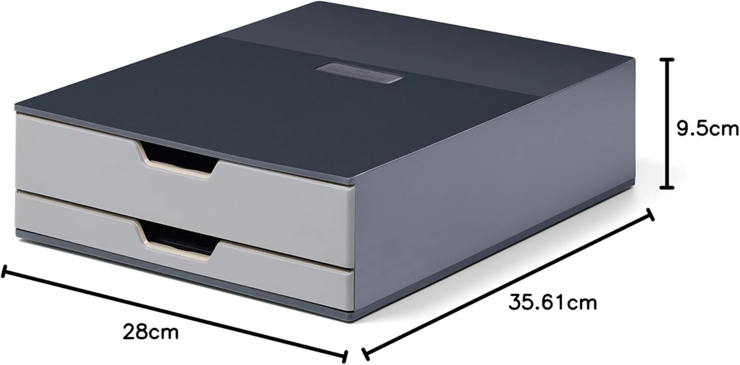 Durable 338358 - Coffee point box S, stazione porta-capsule e accessori, 2 cassetti, capacità 70 capsule, 280x95x356 mm (LxHxP), carbone
