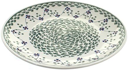 Blue Rose Polish Pottery - Green Sage Floral Dinner Plate - 10" D...