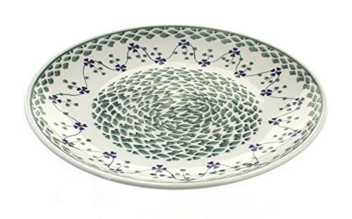 Blue Rose Polish Pottery Sage Floral Dinner Plate