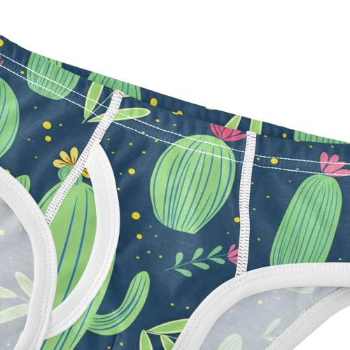 CHIFIGNO Underwear for Boys Cute Cactus Succulents Green Cotton Boys' Briefs Printed Breathable Briefs Underwear4