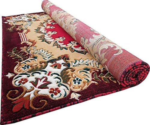 Image of SABIRA Carpet Modern Floral Area Rug Large Carpet for Living Room, Bedroom & Dining Room, Washable, Non-Slip, RED Color (6X8 FEET)