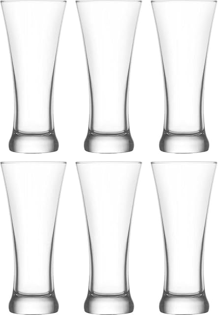 6 Piece Pilsner Beer Glasses Set. Classic Pub Bar Plain Clear Beer Glasses. (380 cc/ml) (38cl)