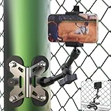 Magnetic Phone Fence Mount for iPhone, PostMount for Mevo Start, GoPro with Two 1/4' Mount Points Flexible Hinge Camera Magnet Holder for Recording Baseball,Softball and Tennis Game