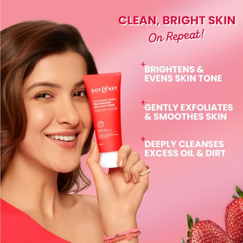 Image of Strawberry Bright Niacinamide Gel Face Wash, Non-Drying Formula, Brightens & Smoothes, Evens Skin Tone, Reduces Excess Oil, Unclogs Pores, Deeply Cleanses, For Oily & Combination Skin