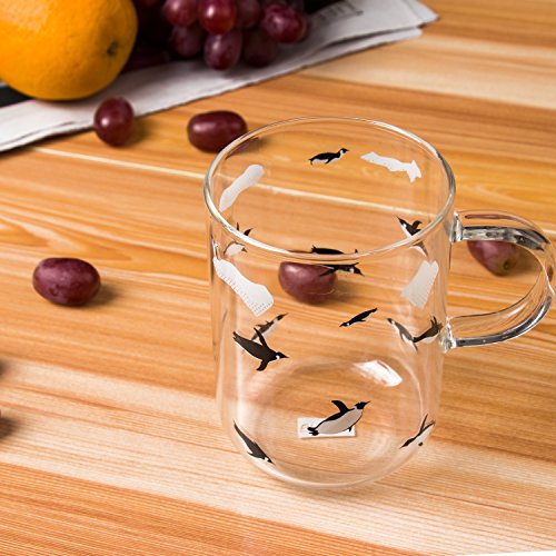 Taza de vidrio con diseño de pingüino 16.3oz miniatura 6