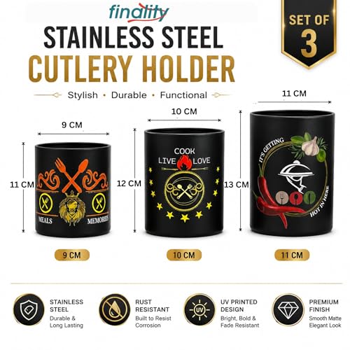 Image of FINALITY cutlery holder for kitchen accessories, Best use for spatula holder (Black + UV + 9-11)