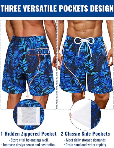 Sarfel Mens Swim Trunks with Compression Liner Mens Bathing Suit 7 Inch Inseam Men's Board Shorts Quick-Dry Swim Shorts Men2