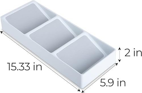 Miniatura 3 de Smart Design Cajón de plástico para especias de 3 secciones, forro y pies antideslizantes, sin BPA, tarros de condimentos, almacenamiento de