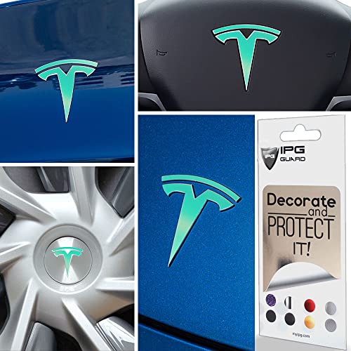 Image of IPG Compatible with Model Y Decal (8 Logo Set) Stickers Set Personalize Your Vehicle (Blue Coral)