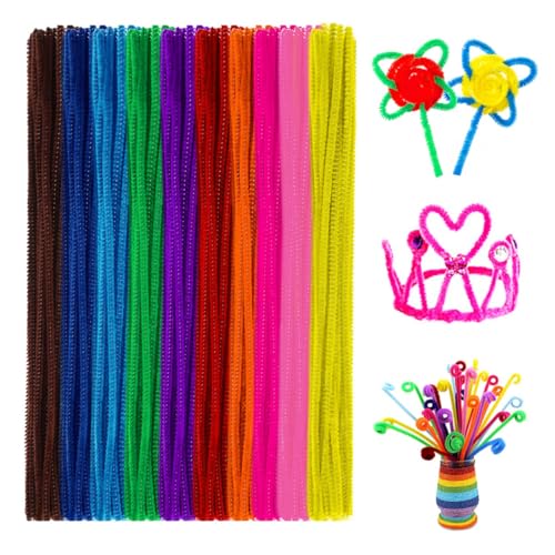 Arame revestido de chenille colorido, limpador cachimbo para artesanato