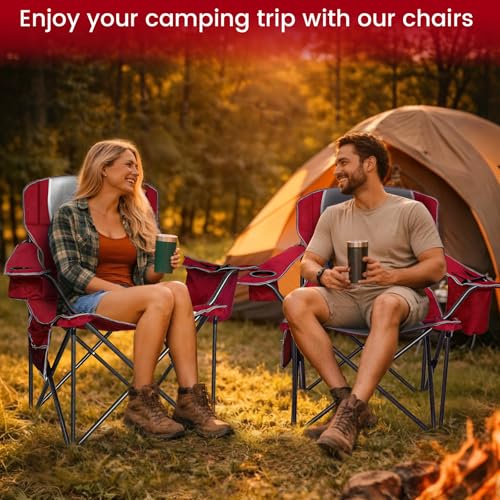 Oversized Camping Chairs, 500lbs Padded Outdoor Chair with Lumbar Support by SAILARY - Used condition - Image 8