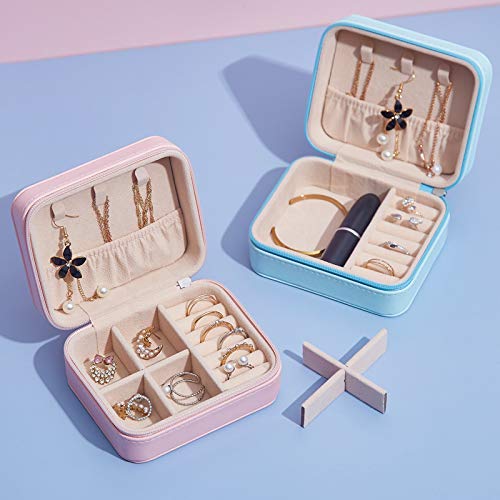 Portagioie da viaggio in pelle PU, organizer portatile per anelli, collane e braccialetti con maniglia, rosa | Leroy Merlin
