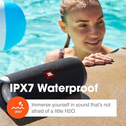 JBL Flip 5 (Black) + Bundle with divvi! Protective Hardshell Case - 5