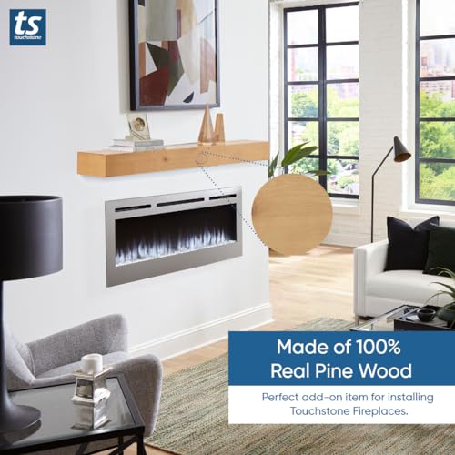 Image of Touchstone Floating Fireplace Mantel Shelf - Solid Wood Wall-Mounted Mantel - Rustic Farmhouse Style 60 Inch - Natural Finish