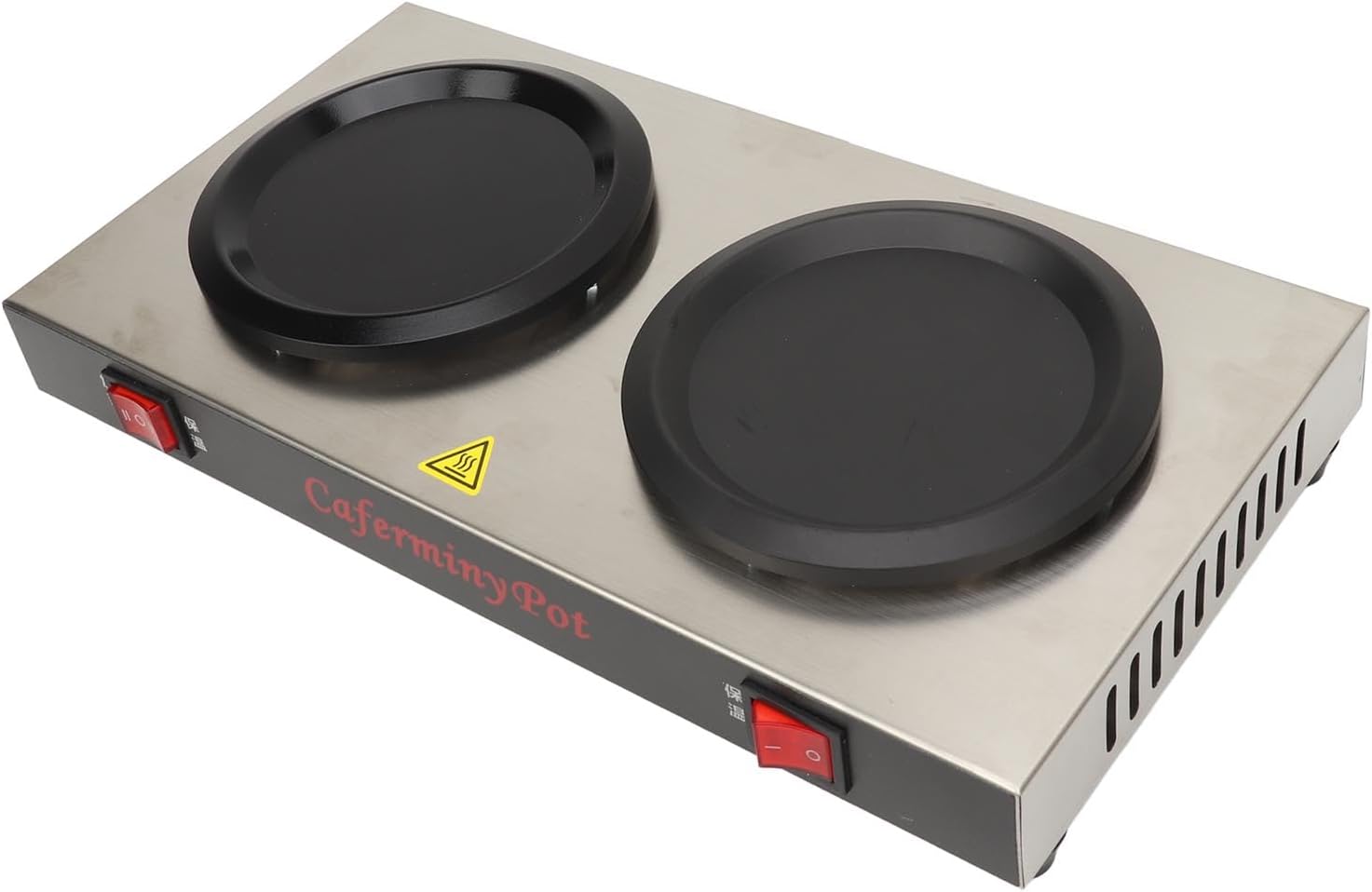 ZJchao Double Burner Warmer Plate, Commercial Coffee Heater, Portable Stainless Steel Hot Plate with Safety Protection for Buffets, Lounges and Events, Efficient Heating Technology for (US Plug 110V)