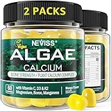 (2 Pack) Calcium Gummies for Women, Sugar Free Calcium Supplement from Sustainable Algae (3rd Party Tested) with Vitamin D3 K2, C, Zinc, Boron, Manganese for Bone Strength, Calcium Absoption, Vegan