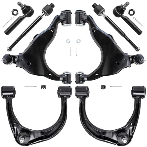 Image of Detroit Axle - Front 8pc Control Arms Kit for 03-09 Lexus GX470 Toyota 4Runner, 07-09 FJ Cruiser, 4 Upper & Lower Control Arms 4 Tie Rods 2003 2004 2005 2006 2007 2008 2009 Replacement