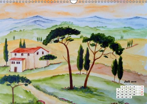 Toskana in Aquarell (Österreichisches Kalendarium) (Wandkalender 2014 DIN A3 quer): Aquarelle der wunderschönen Toskana in Italien (Monatskalender, 14 Seiten)