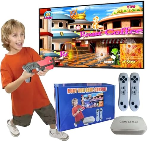 Damcoola Game Console with 900+ Games, TV Retro Video Game Console for Kids & Adults, Game Box with AR Gun Games,2 Handheld Wireless Game Controllers, Plug& Play, Toy Gift for Boys and Girls Age 3 +