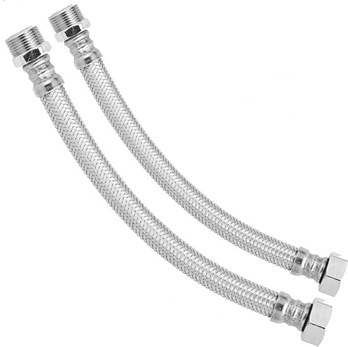 Fiterra Latiguillo Flexible Fontanería para Grifo de Acero Inoxidable para Baños Duchas Lavabos Inodoros Fregaderos Cocina Calidad Profesional Varias Medidas Instalación Agua (2, M3/8 H 3/8 40cm)