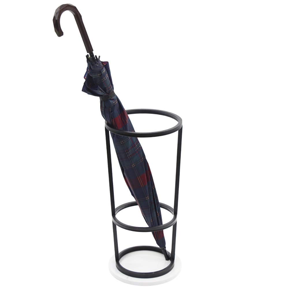 Portaombrelli autoportante in metallo con base in marmo, design rotondo, 25 x 55 cm, supporto nero per ingresso, atrio, casa e ufficio Sto Solut