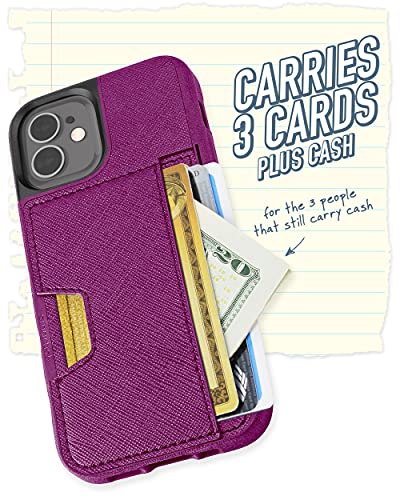 Image of Smartish iPhone 12 mini Wallet Case - Wallet Slayer Vol. 2 [Slim Protective Kickstand] Credit Card Holder (Silk) - Purple Reign