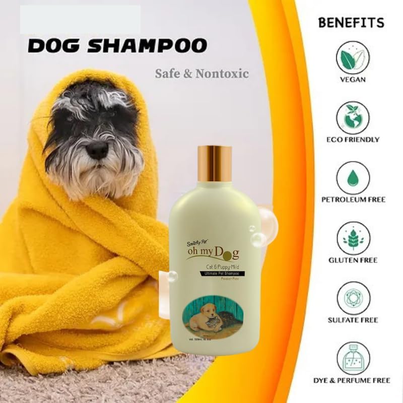 Image of Oh My Dog Smarty Pet Shampoo for Dogs & Cats - 500 ml, Paraben-Free, Suitable for Senstive Skin - Sold by Barkz and Mewz (Cat & Puppy)