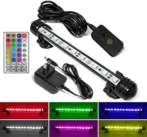 MingDak Fish Aquarium Tank Light - Aquarium Background Light with Timer Auto On/Off,Wireless Remote Control,RGB Colored Changing, Underwater Submersible LED Light,7.5 inch 9 LEDs