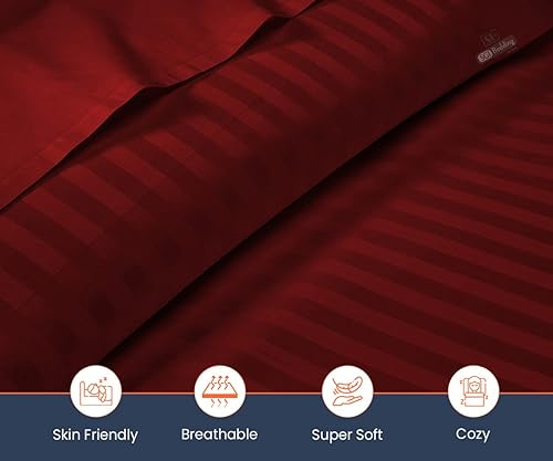 Miniatura 3 de SGI Juego de sábanas de 500 hilos 100 % algodón egipcio, lujosas y suaves para calidad de hotel premium, juego de sábanas de 4 piezas, 1 sábana