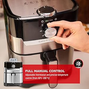 T fal easy fry and grill air fryer stainless steel 44quart42l die cast grill plate digital recipe book  urban country home decor