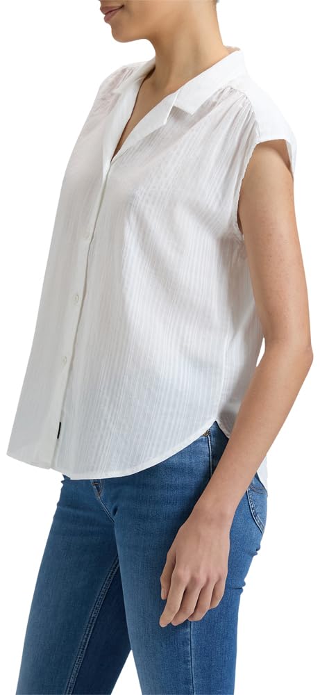 Lee - Bluse Damen - Relaxed Fit - Cap Sleeve Shirt - Strahlend Weiß