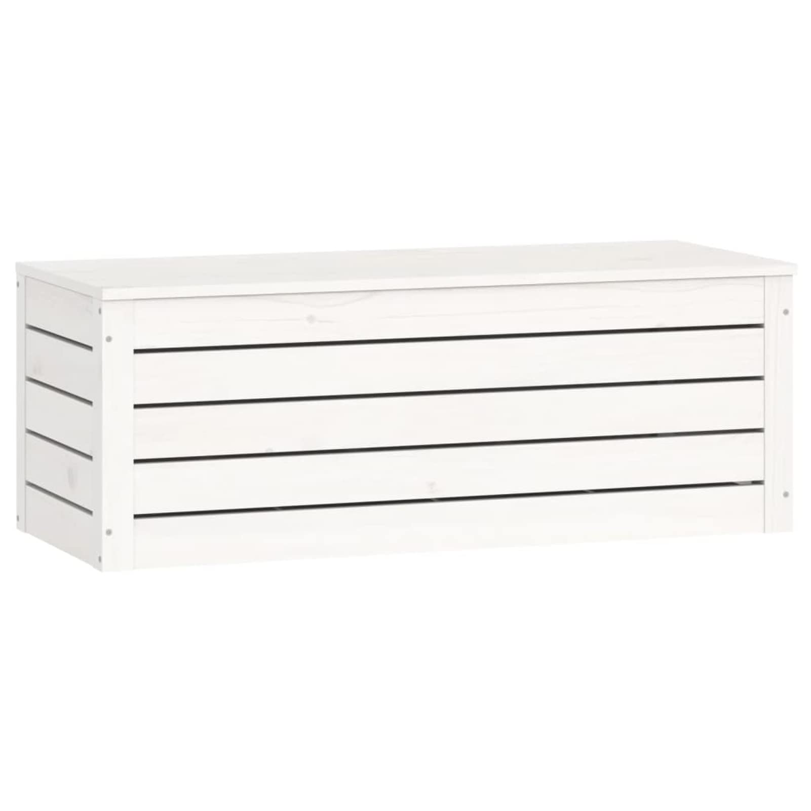 Contenitore Portaoggetti Bianco 89x36,5x33cm Massello di Pino,Baule da Giardino Impermeabile,Cassapanca Contenitore da Esterno