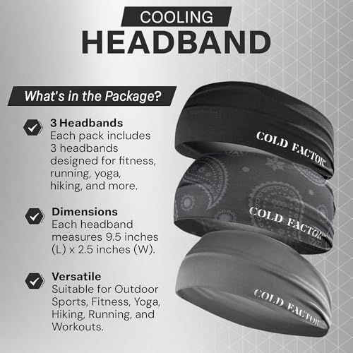 Image of COLD FACTOR Cooling Headband for Women and Men - UPF 50+ Advanced Evaporative Comfort, Instant Cooling Sweatband for Outdoor Sports, Fitness, Yoga, Hiking, Running, and Workout