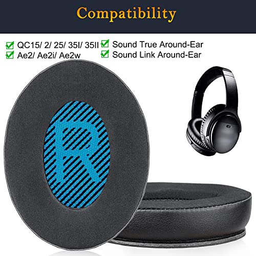 SoloWIT Cooling-Gel Earpads Cushions for Bose Headphones Replacement Ear Pads for Bose QuietComfort 15 QC15 QC25 QC2 QC35/Ae2 Ae2i Ae2w/SoundTrue & SoundLink Around-Ear & Around-Ear II (Black) - Image 2