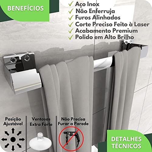 Porta Toalha De Banho Toalheiro De Inox Com Adesivo ELG