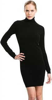 Sweater Dress for Women - 100% Pure Cashmere Turtleneck and Streamlined Detailing Hand-Knit Medium Weight - Buy now