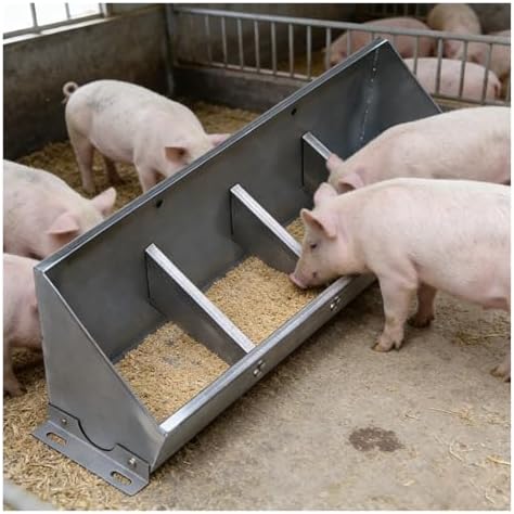 Large Capacity Stainless Steel Livestock Feed Trough for Hogs, Pigs & Goats - Easy Clean Farm Animal Feeder & Waterer, Durable & Rust-Resistant Design