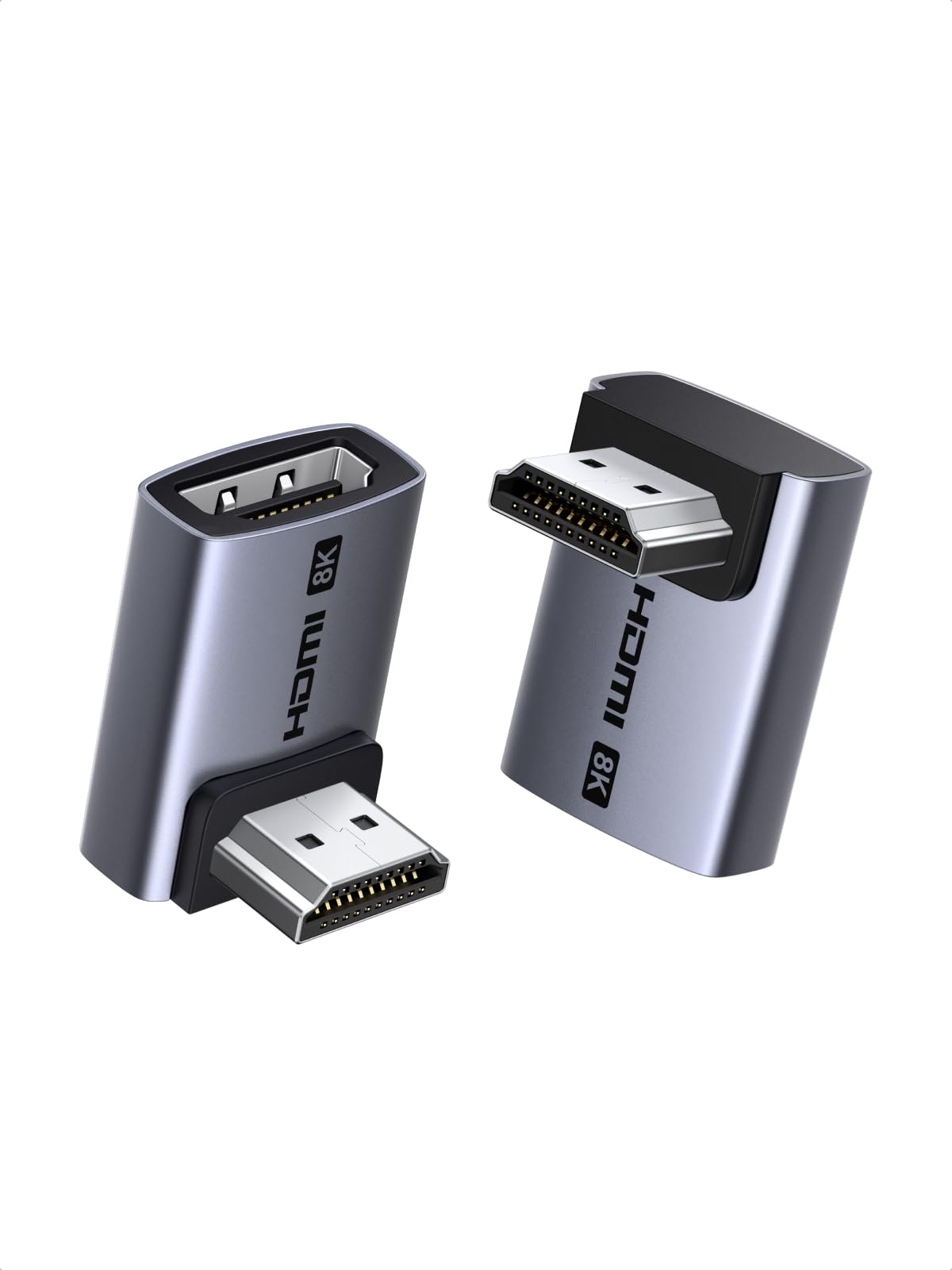 UGREEN 8K HDMI Adapter, Winkelstecker 90 Grad und 270 Grad, 8K@60Hz 4K@240/144/120Hz, HDMI 2.1 Winkel Adapter, HDR, eARC, Dolby Atmos Vision, VRR, Kompatibel mit Laptop, TV, Monitor, PS5(2 Stück)